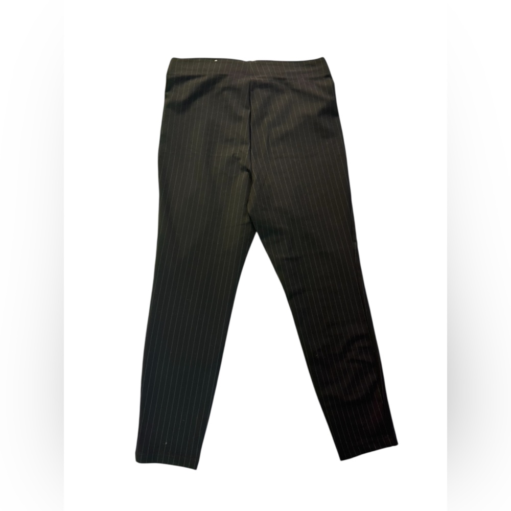 Max Studio Black Gray Pinstripe Pull On Stretch Career Work Pants L